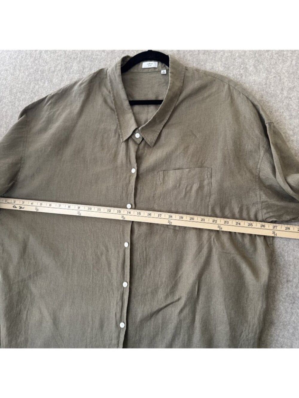 Aritzia Wilfred Linen Shirt Womens Xl Green Reminisce Relaxed Long Sleeve Button View 6
